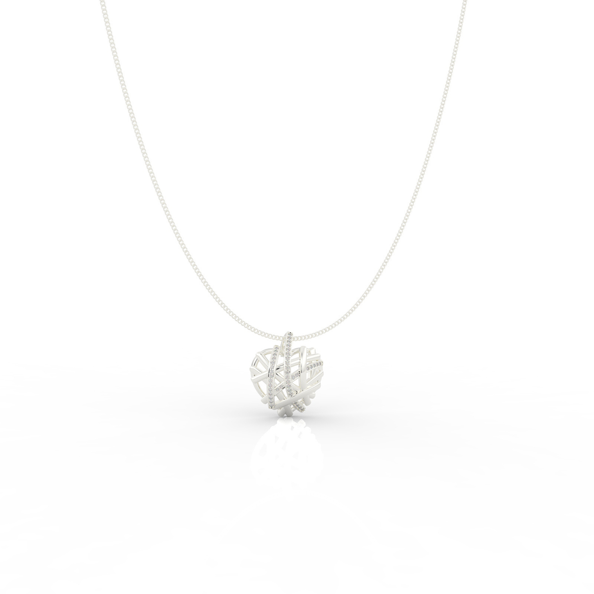 Wired Heart Shaped Pendant- Hallmarked 925 Sterling Silver